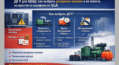 ДГУ для ЦОД: как выбрать резервное питание и не попасть на простой со штрафами по SLA